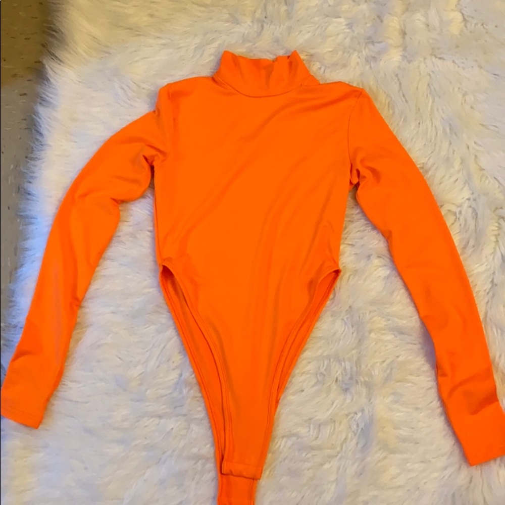 Neon Orange V-Cut Bodysuit